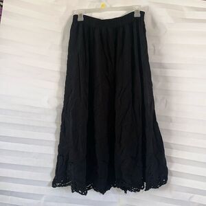 Jane Ashley Medium Black French Cut Elastic Waist Skirt Pull On